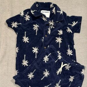 Old Navy Blue and White Tropical Set